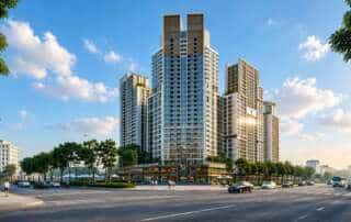 Phối cảnh tổng quan dự án Sun Group Vinh quy mô 3,7 ha tại trung tâm thành phố Vinh Nghệ An với 5 tòa tháp cao 39 tầng hiện đại đẳng cấp.